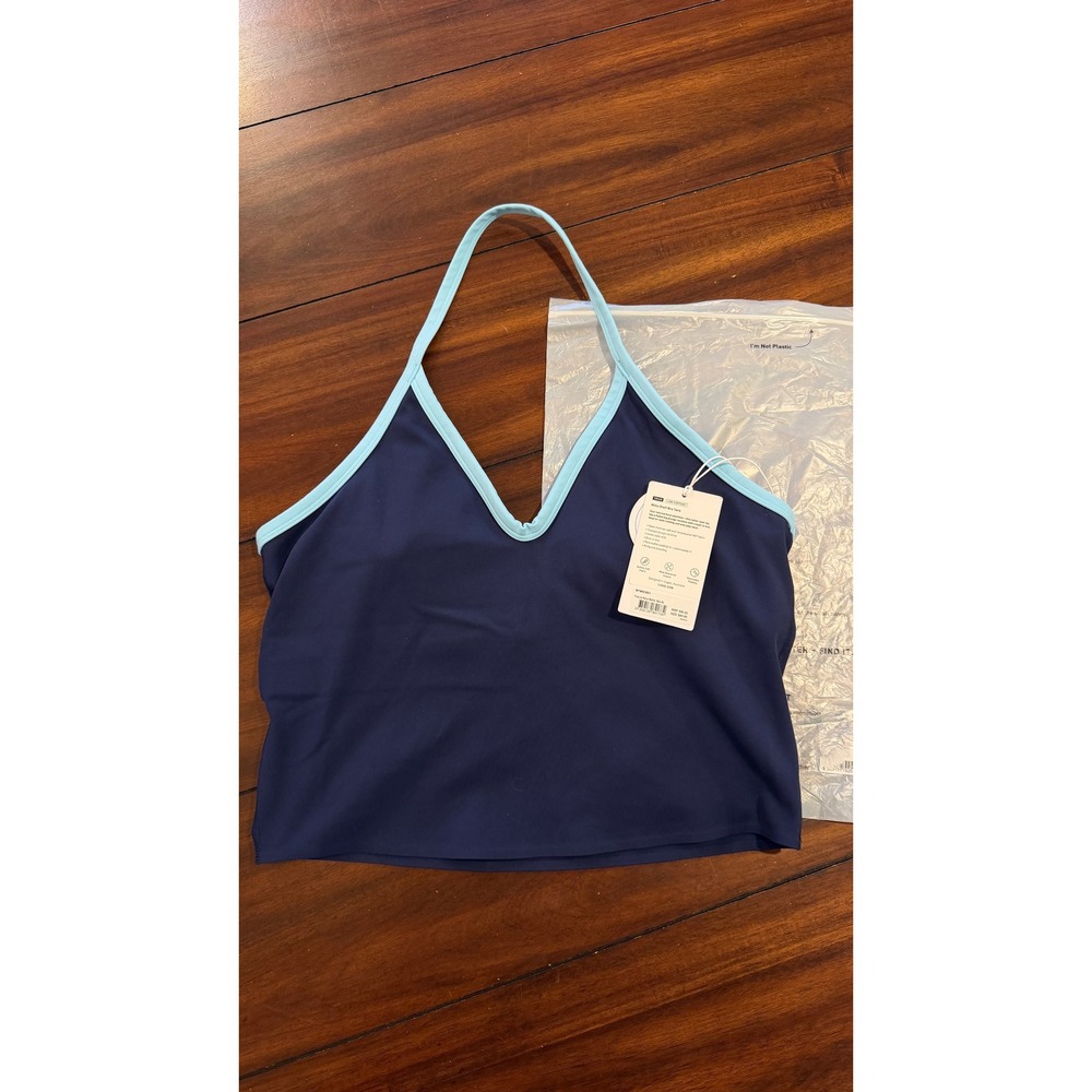 LSKD Milla Shelf Bra Tank Halter Navy Baltic Sea XL WTNK03651